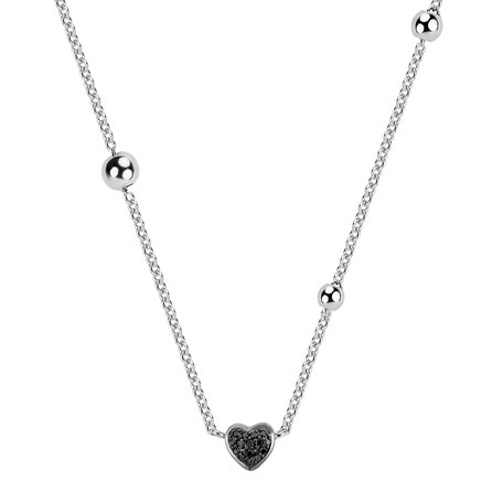 Necklace with black and white diamonds Tender Heart