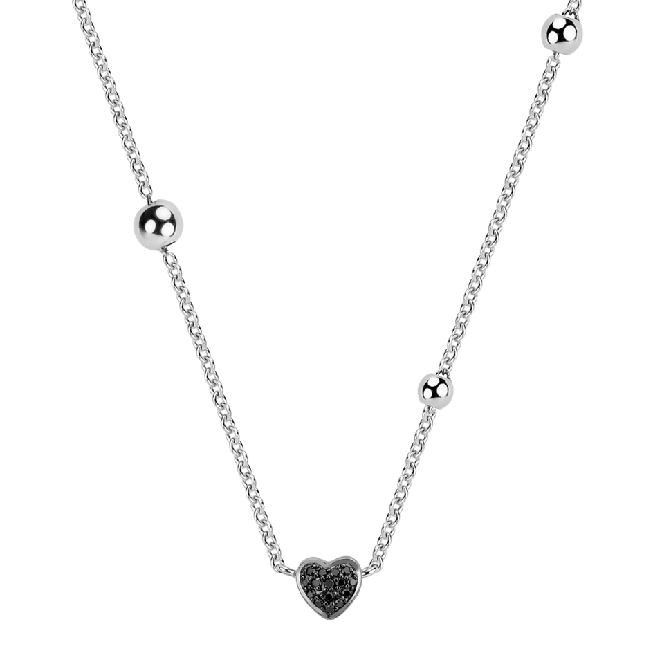 Necklace with black and white diamonds Tender Heart