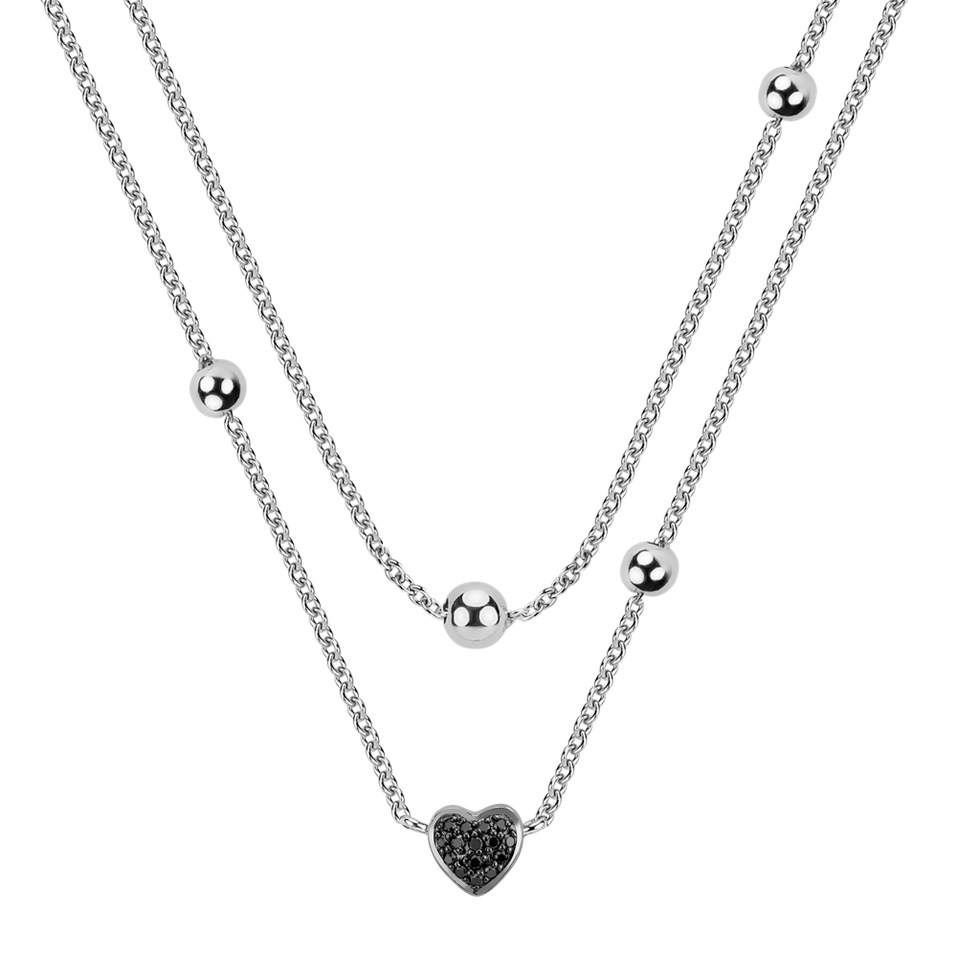 Necklace with black and white diamonds Tender Heart