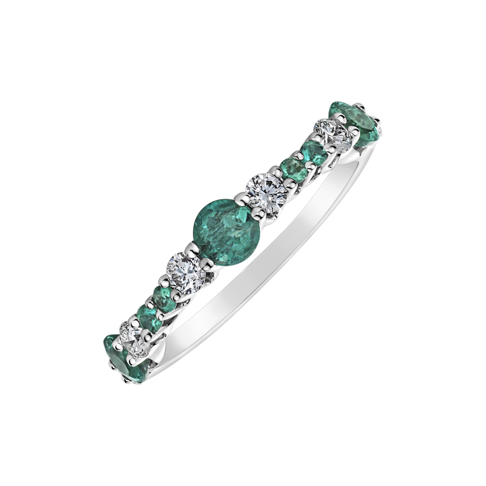 Diamond ring with Emerald Maddalena