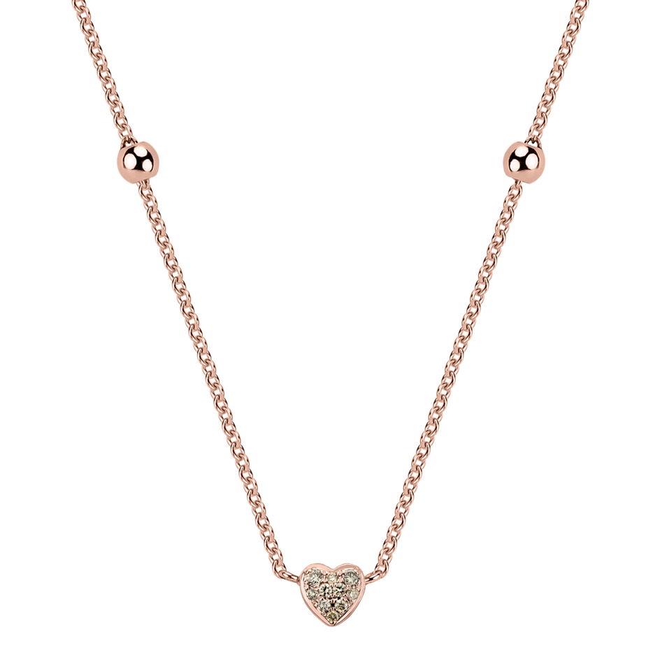 Necklace with brown and white diamonds Tender Heart