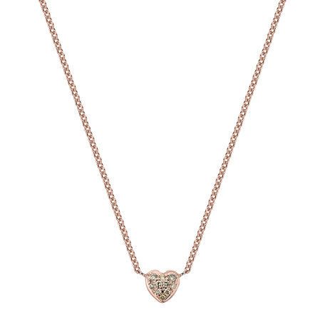 Necklace with brown and white diamonds Tender Heart