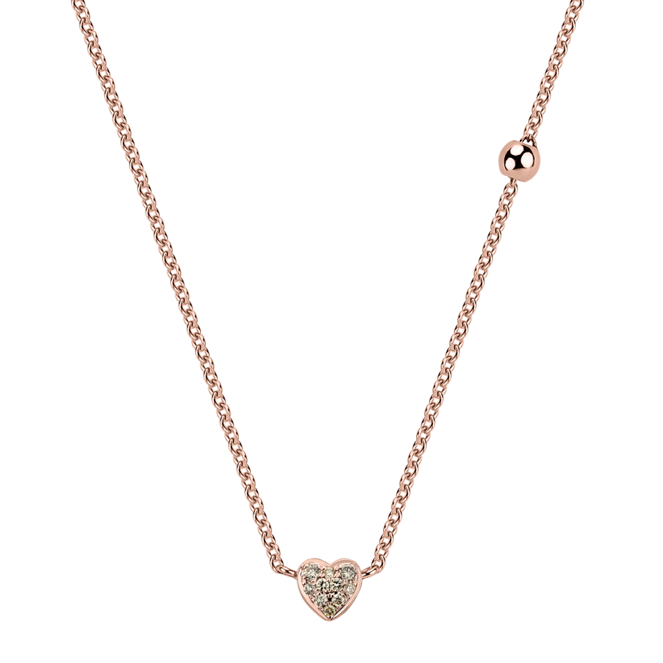 Necklace with brown and white diamonds Tender Heart