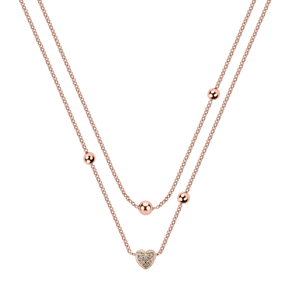 Necklace with brown and white diamonds Tender Heart