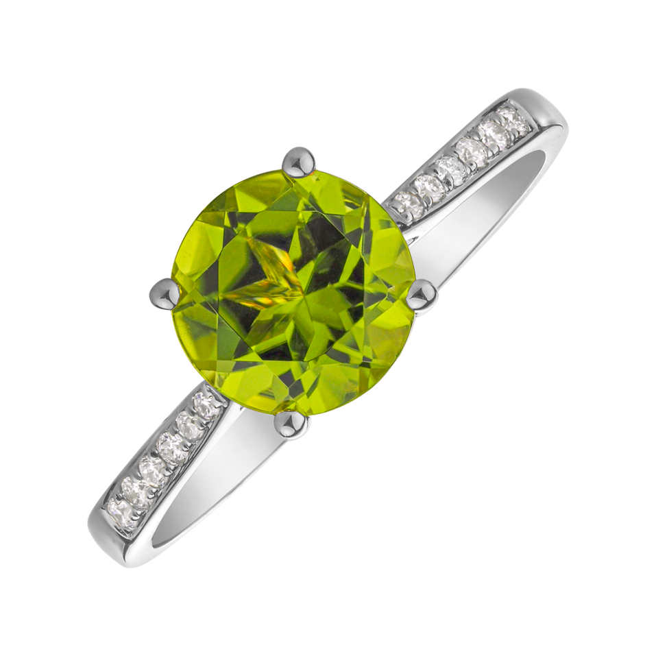 Diamond ring with Peridot Bonbon