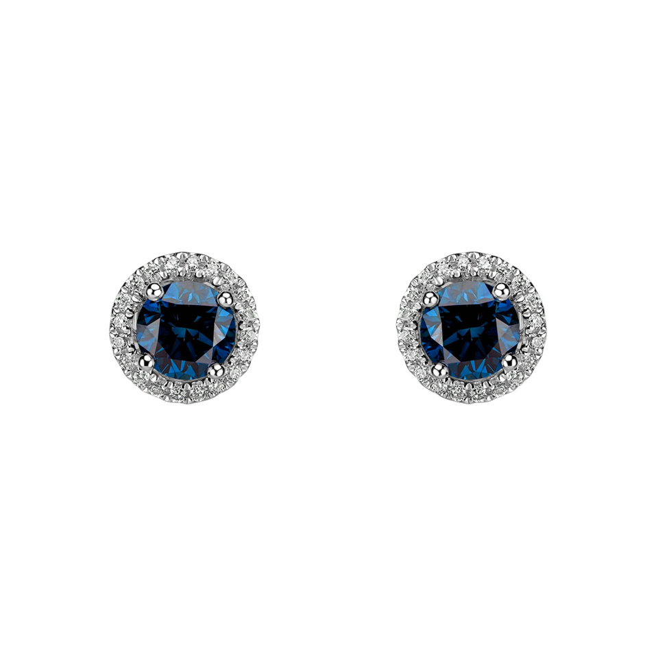 Earrings with blue diamonds and white diamonds Blue Lagoon