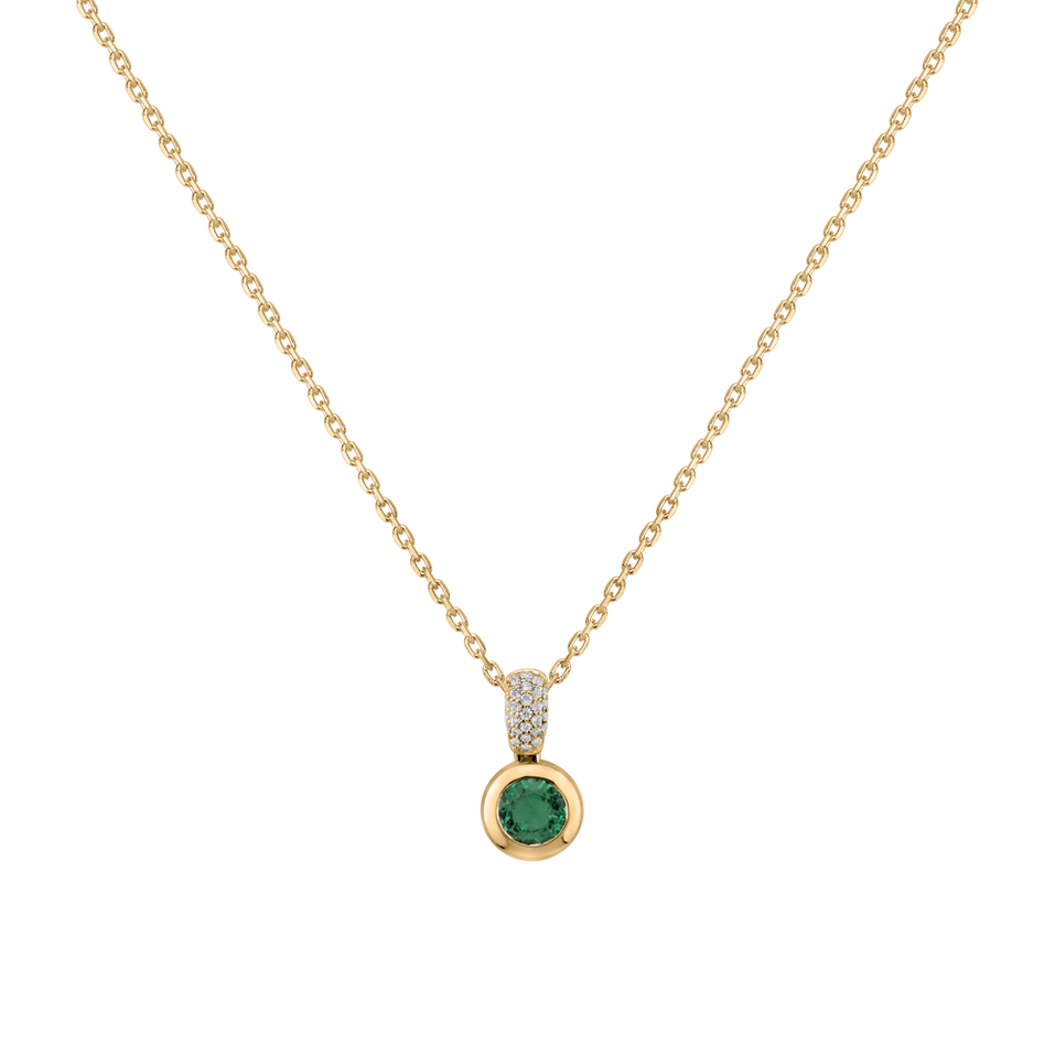 Diamond pendant with Emerald Delicate Drop