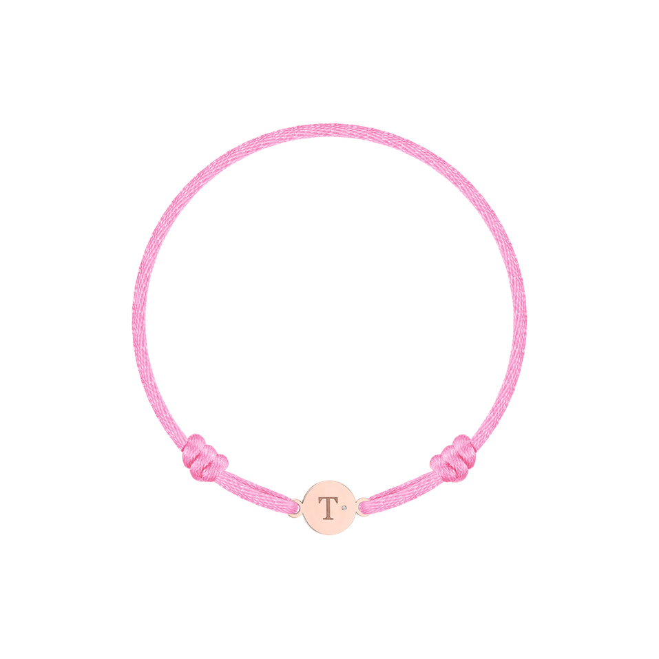 Children's diamond bracelet Circle Letter T