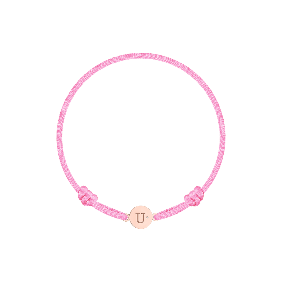 Children's diamond bracelet Circle Letter U