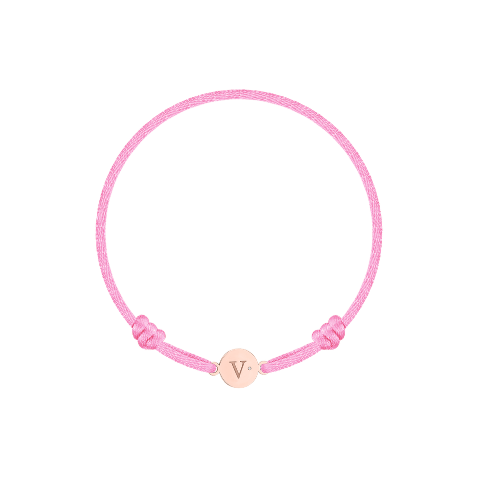 Children's diamond bracelet Circle Letter V