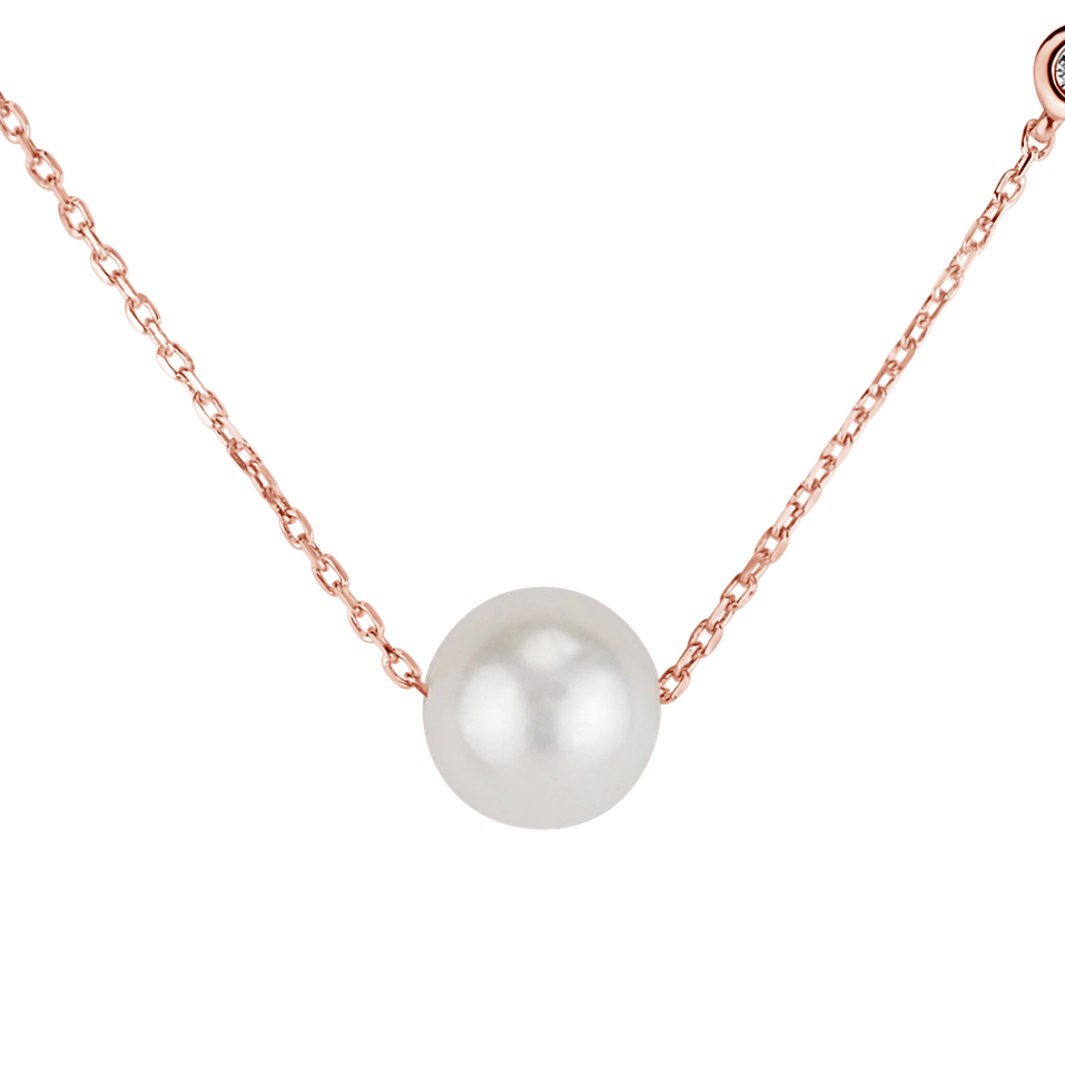 Diamond necklace with Fresh Water Pearl Lakeside Love