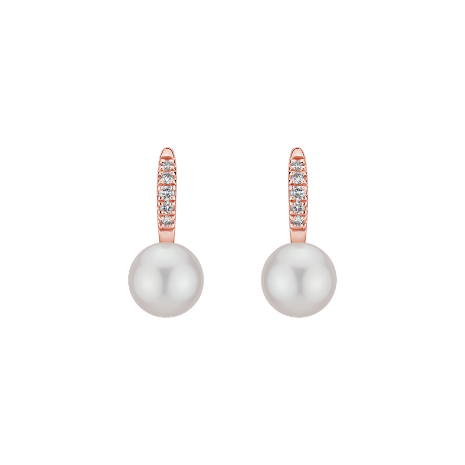 Diamond earrings with Pearl Shimmering Lake