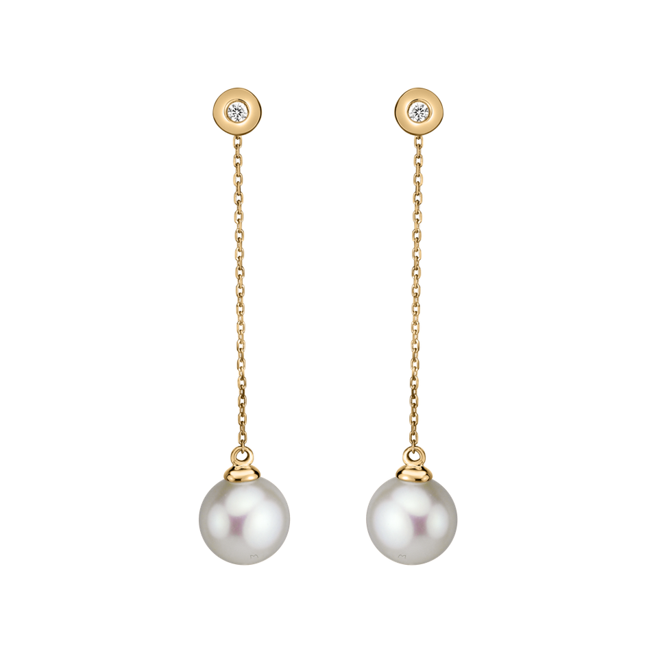 Diamond earrings with Pearl Pearl Fall