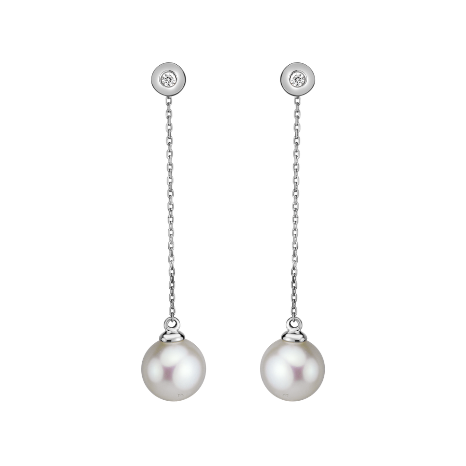 Diamond earrings with Pearl Pearl Fall