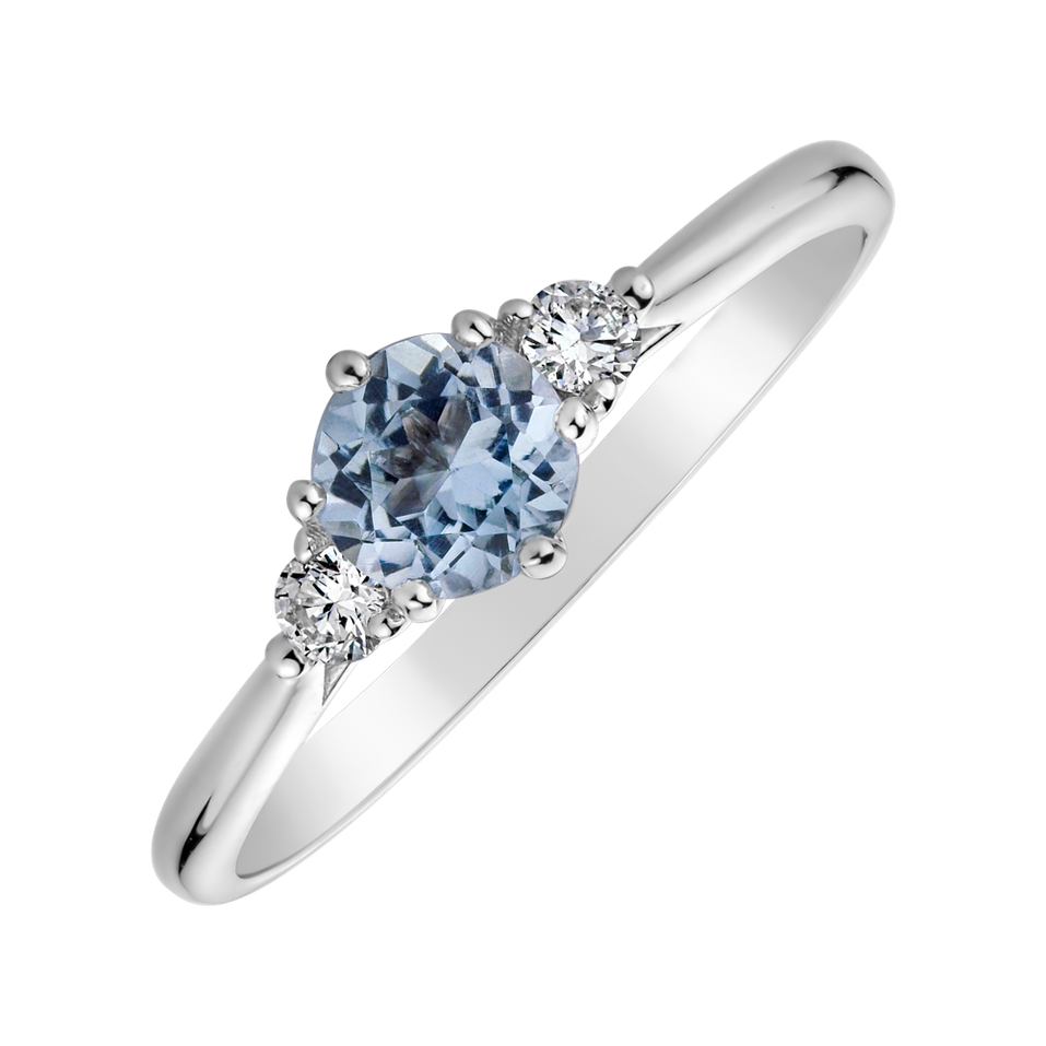 Diamond ring with Topaz Sky Midnight Serenity