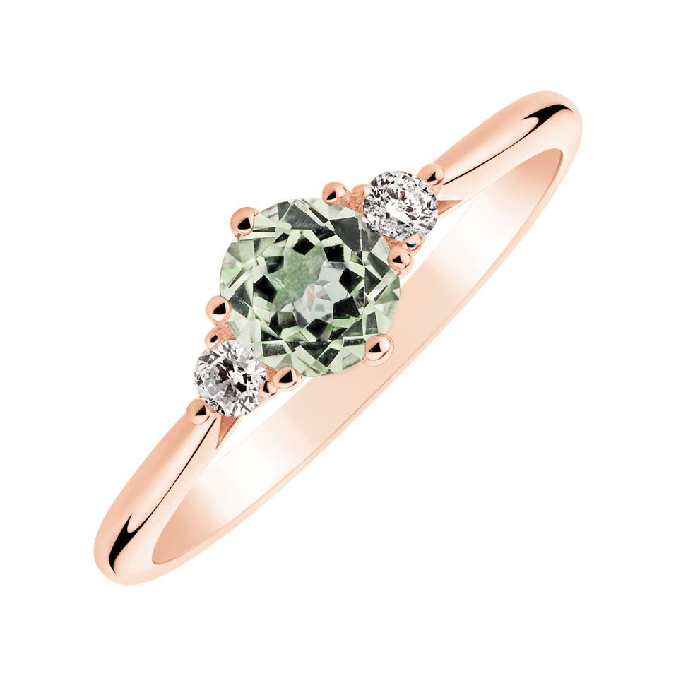 Diamond ring with Amethyst Green Midnight Serenity