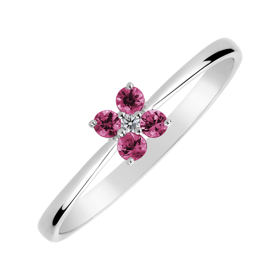 Diamond ring with Sapphire Pink Divine Bloom