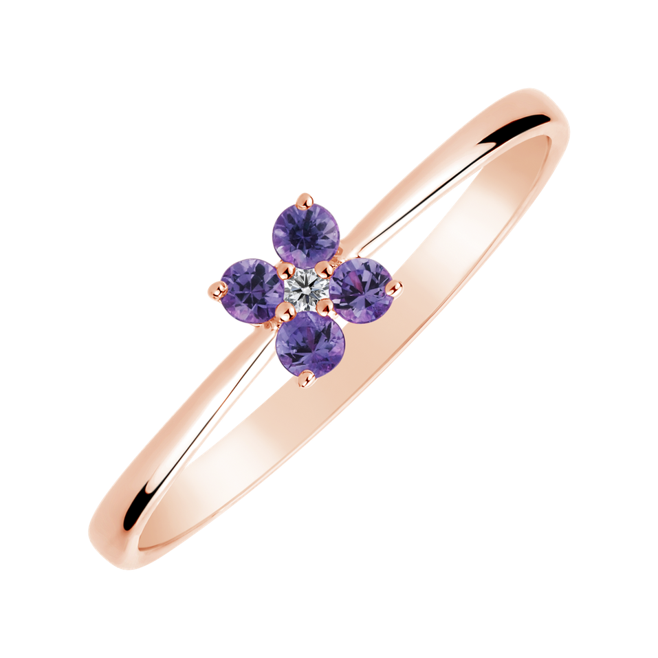 Diamond ring with Amethyst Brazil Divine Bloom