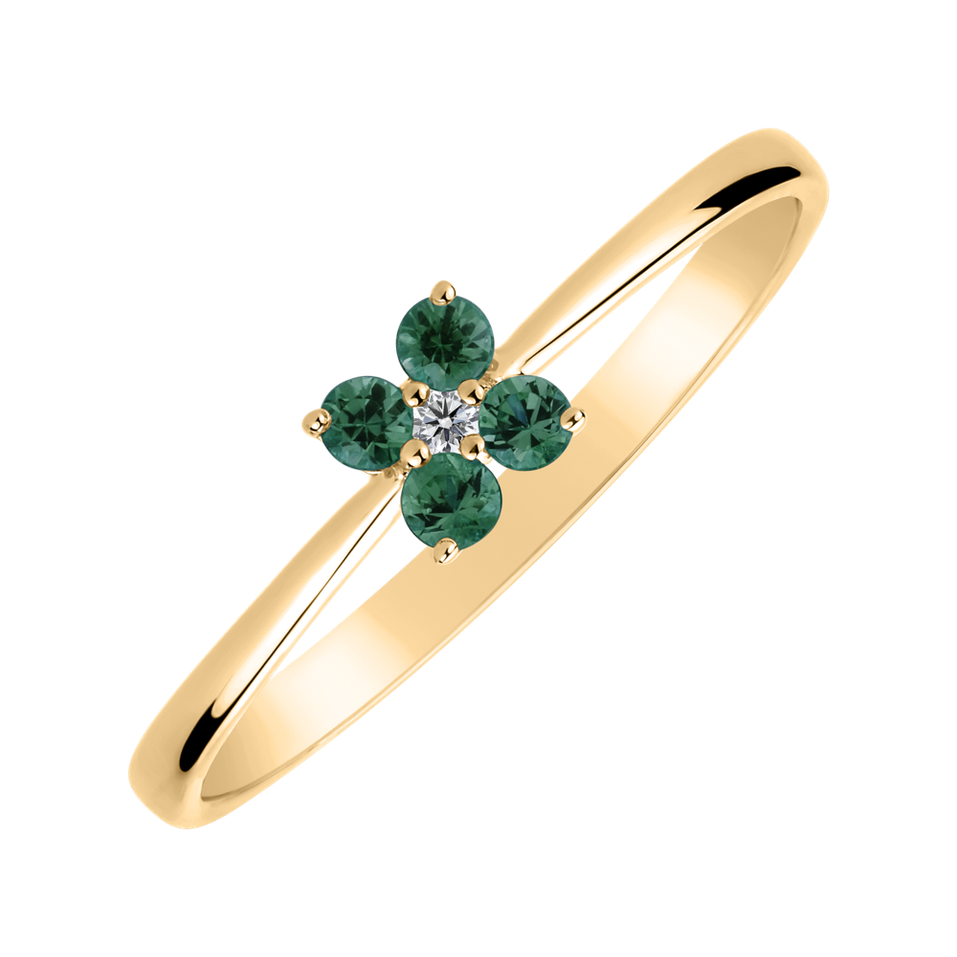 Diamond ring with Emerald Divine Bloom