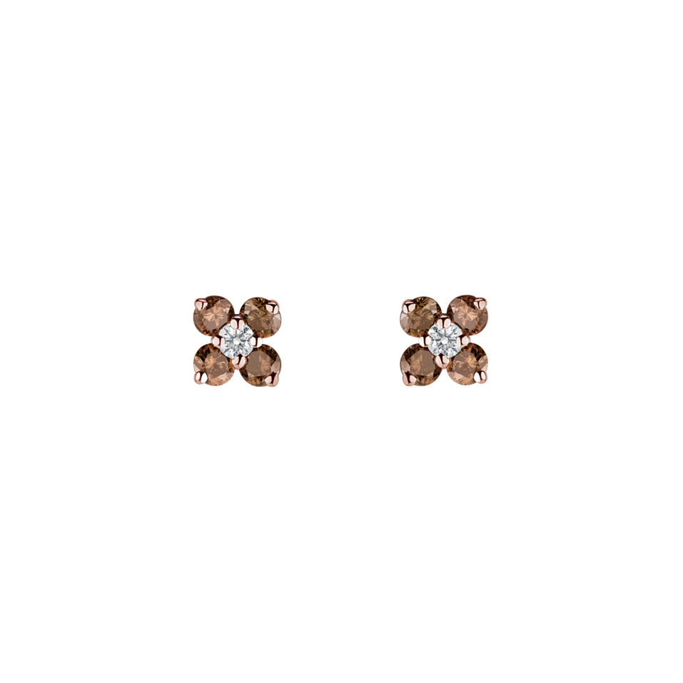 Earrings with brown diamonds Divine Bloom