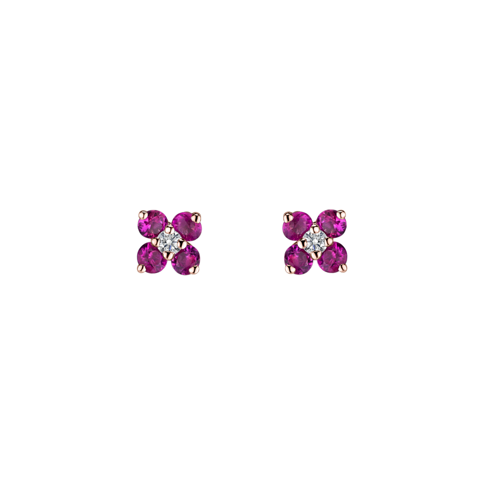 Diamond earrings with Ruby Divine Bloom