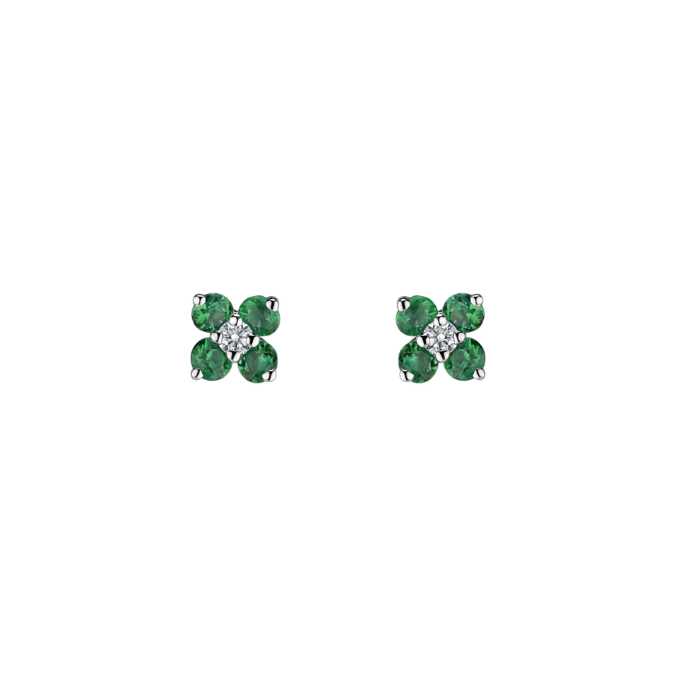 Diamond earrings with Emerald Divine Bloom