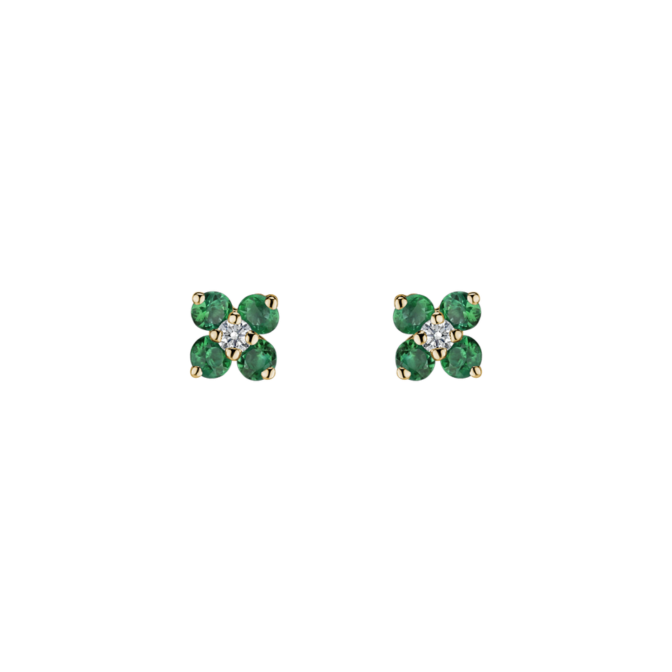 Diamond earrings with Emerald Divine Bloom