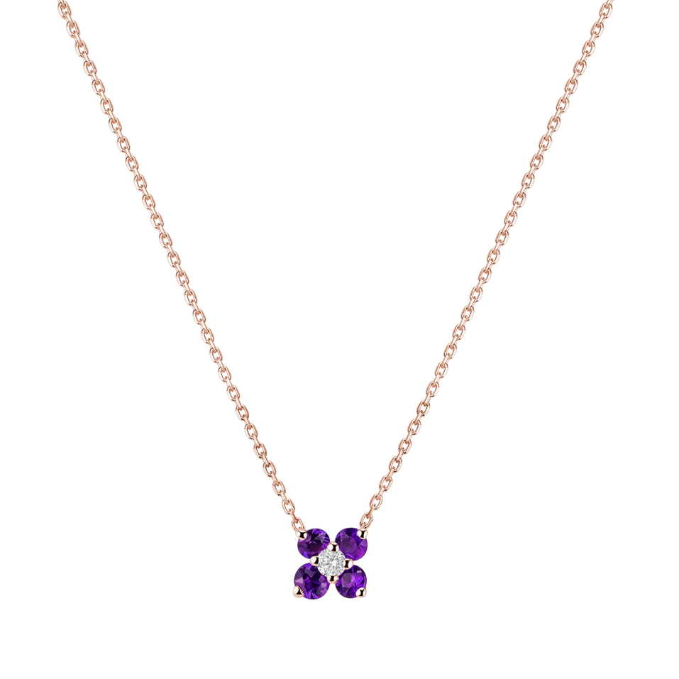 Diamond necklace with Amethyst Brazil Divine Bloom