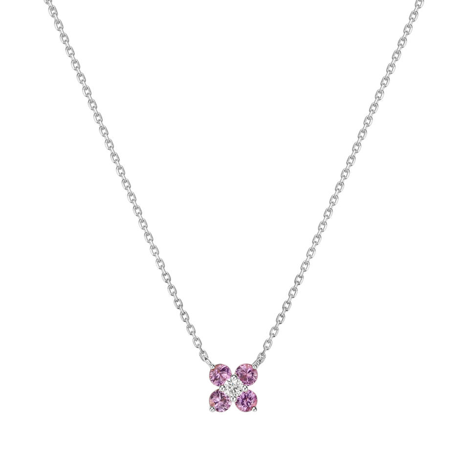 Diamond necklace with Sapphires Pink Divine Bloom