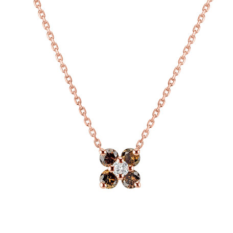 Necklace with brown and white diamonds Divine Bloom