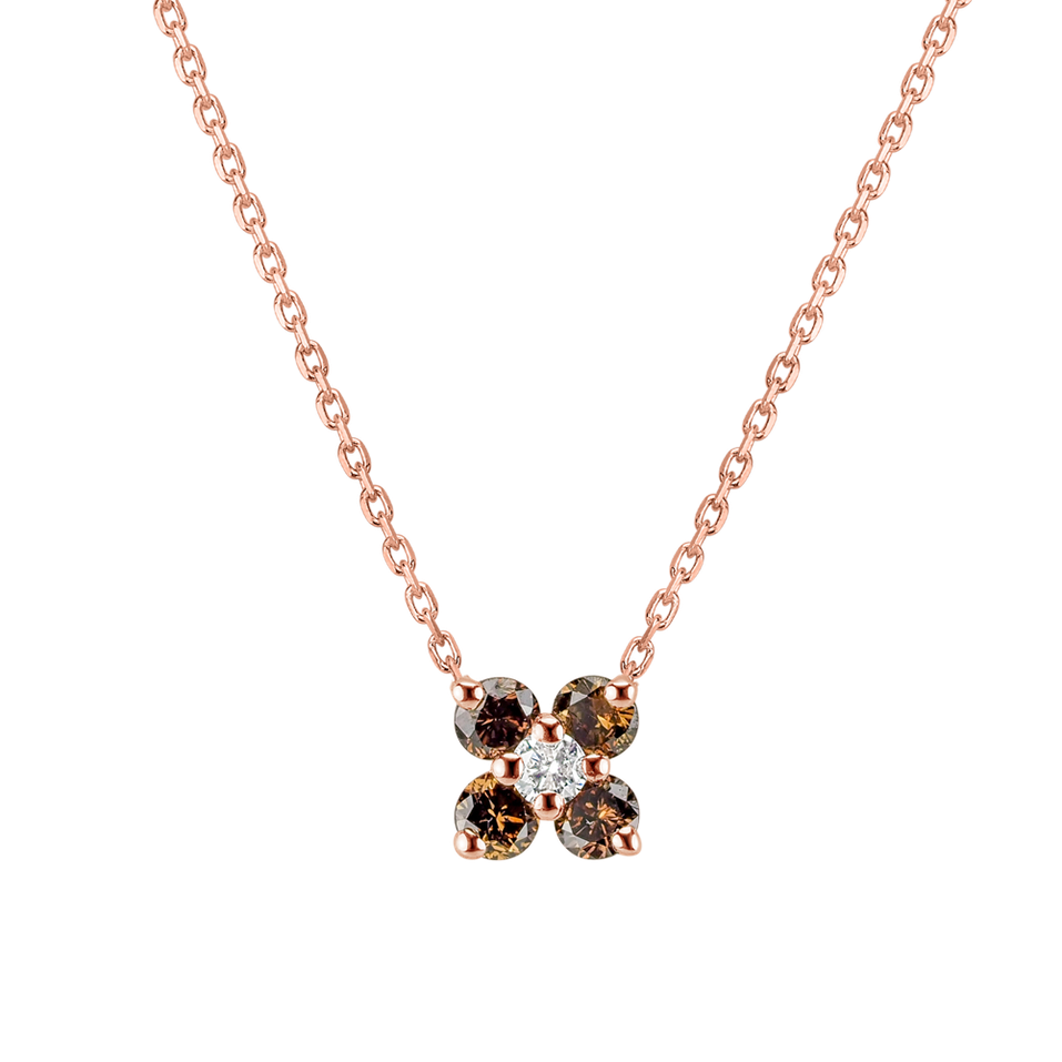 Necklace with brown and white diamonds Divine Bloom