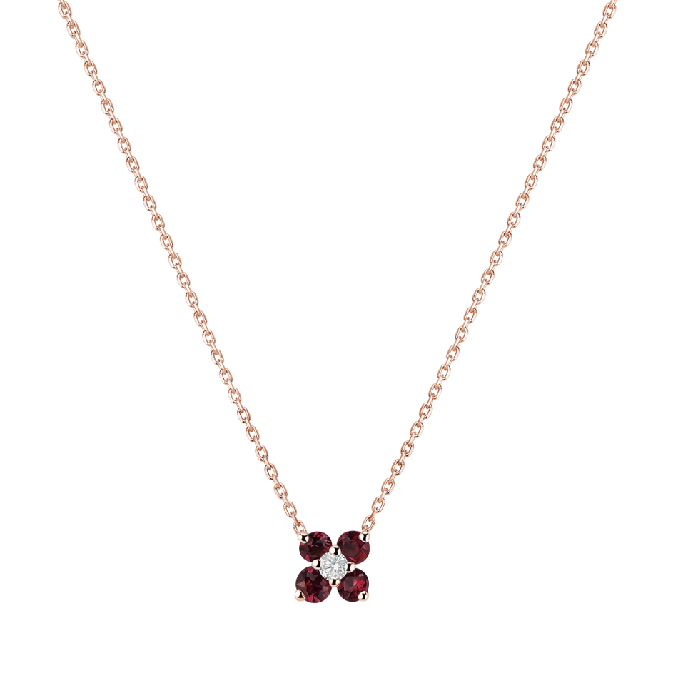 Diamond necklace with Rhodolites Divine Bloom