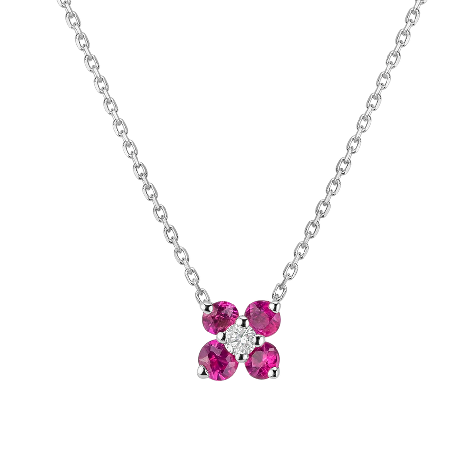 Diamond necklace with Ruby Divine Bloom