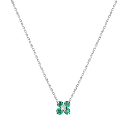 Diamond necklace with Emerald Divine Bloom