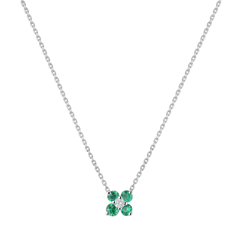 Diamond necklace with Emerald Divine Bloom