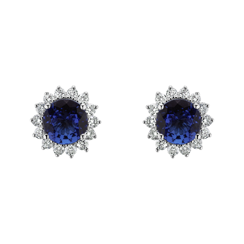 Diamond earrings with Tanzanite Lilac Flower