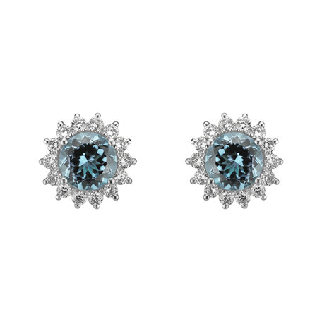 Diamond earrings with Topaz Sky Lilac Flower