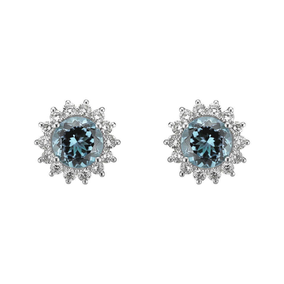 Diamond earrings with Topaz Sky Lilac Flower