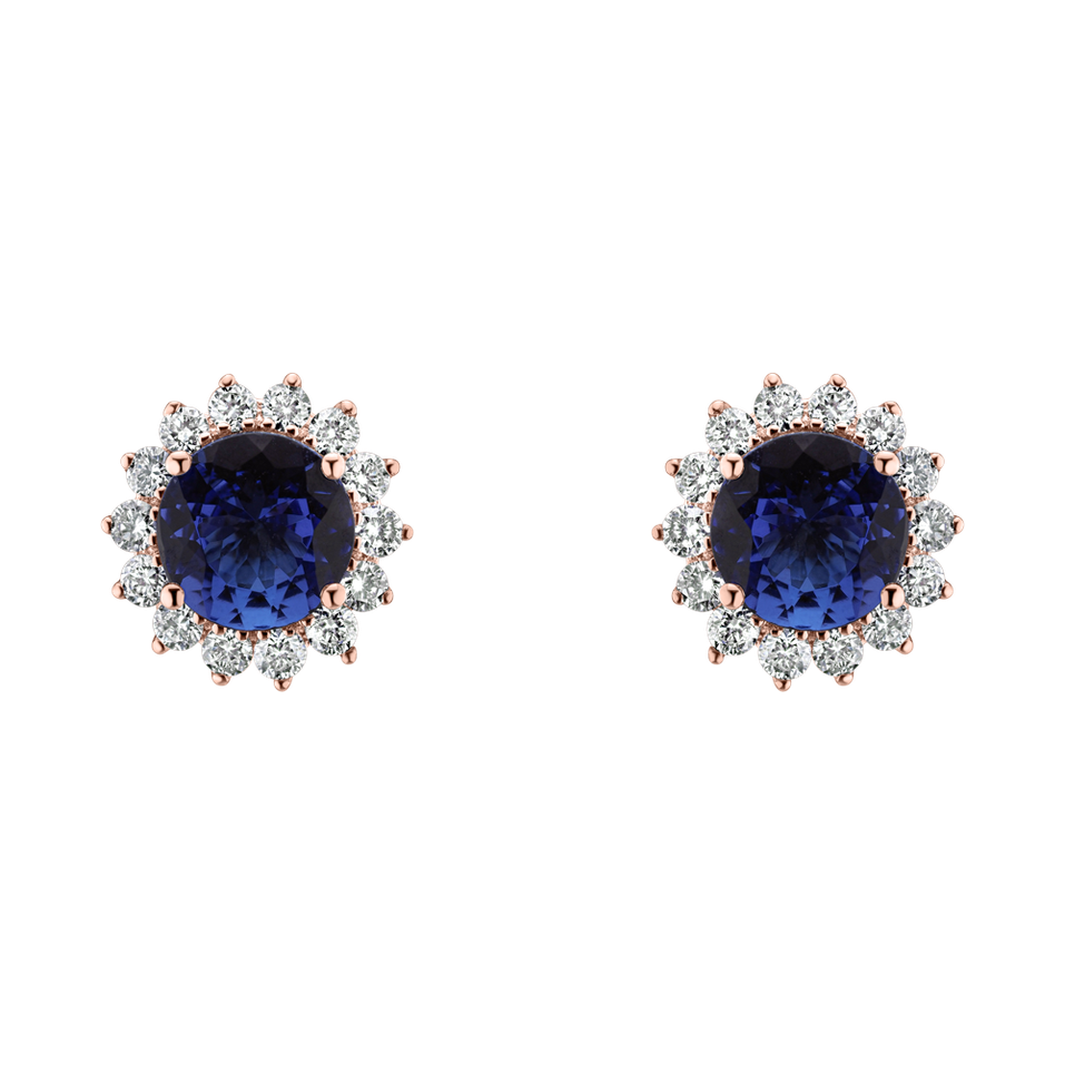 Diamond earrings with Tanzanite Lilac Flower