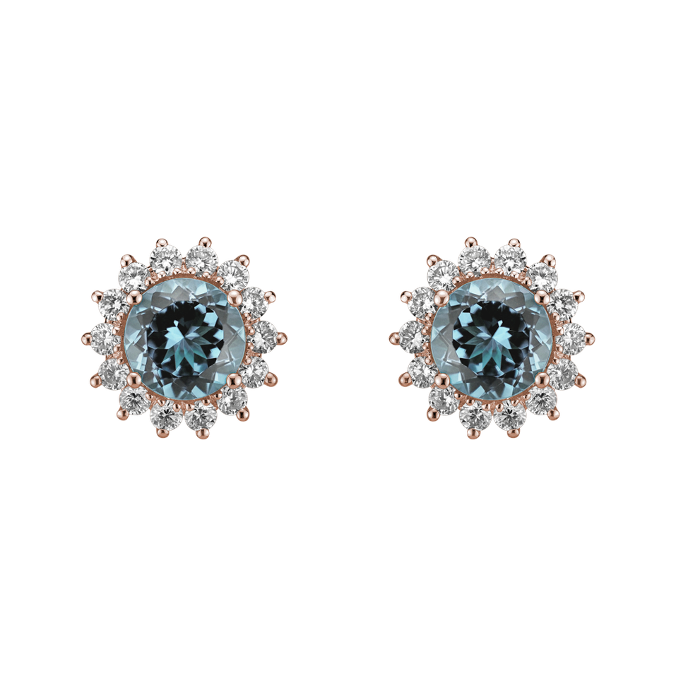 Diamond earrings with Topaz Sky Lilac Flower