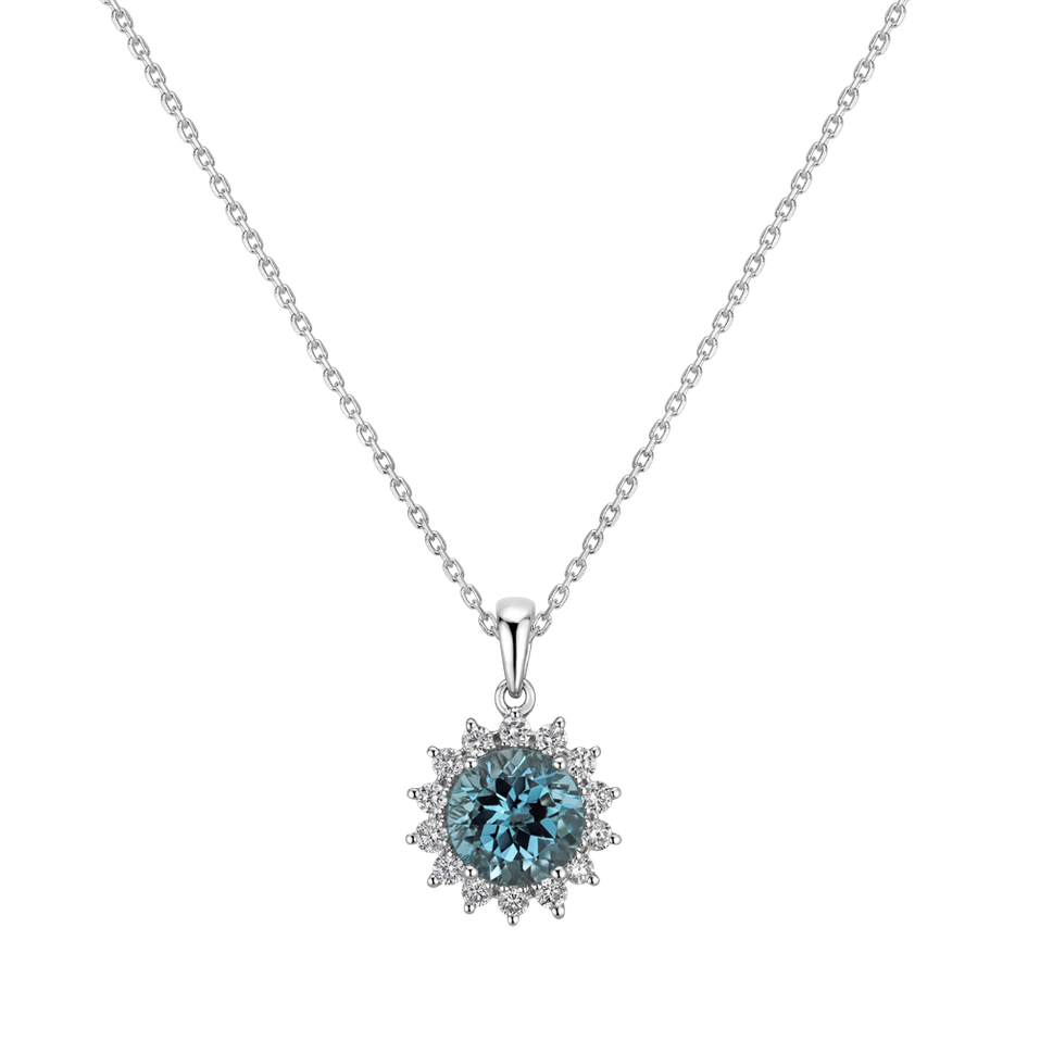 Diamond pendant with Topaz Sky Lilac Flower