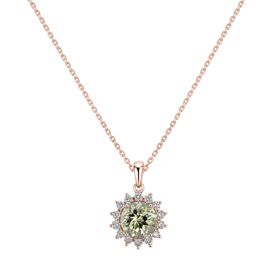 Diamond pendant with Amethyst Green Lilac Flower