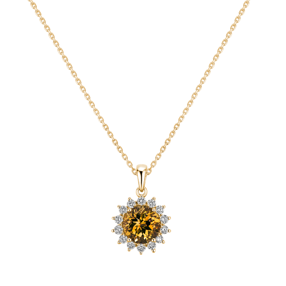 Diamond pendant with Citrine Lilac Flower