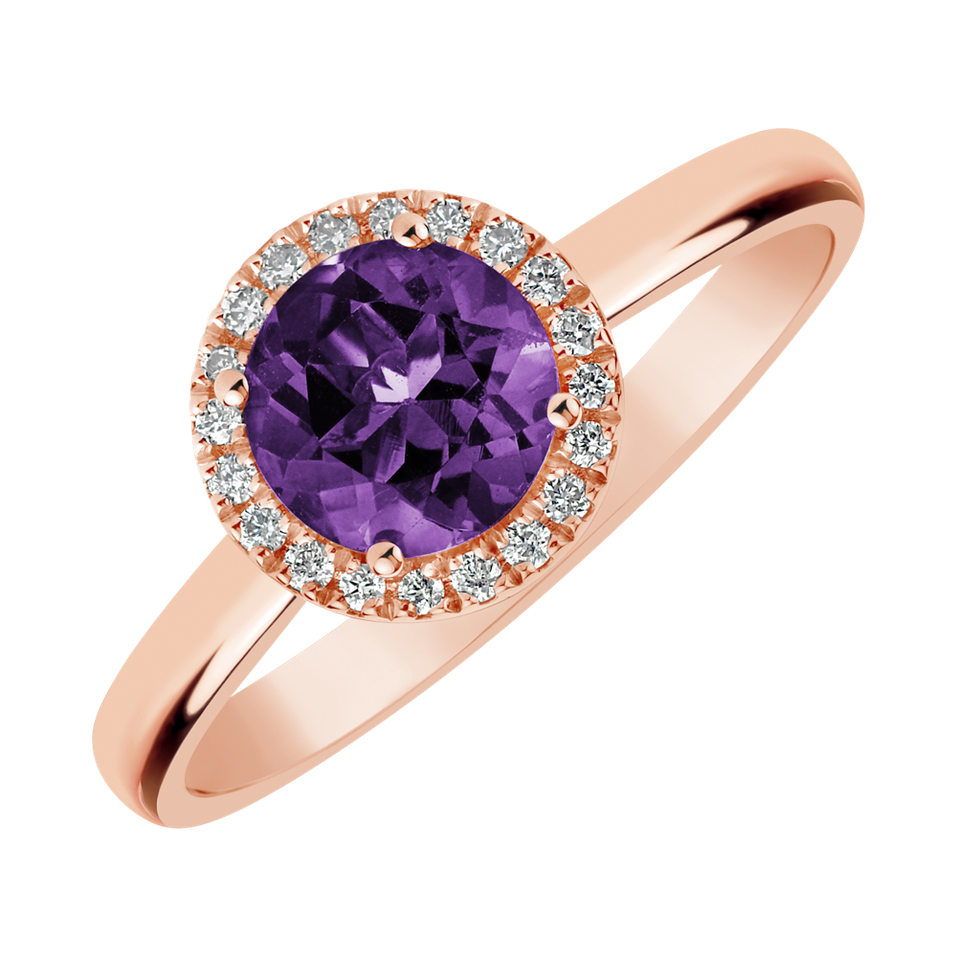 Diamond ring with Amethyst Brazil Bonbon