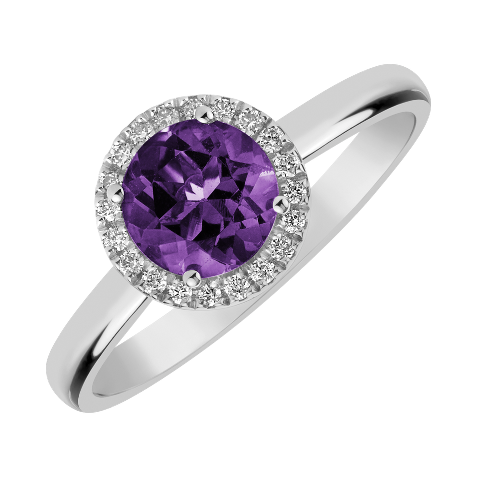 Diamond ring with Amethyst Brazil Bonbon