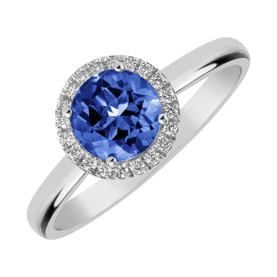 Diamond ring with Tanzanite Bonbon