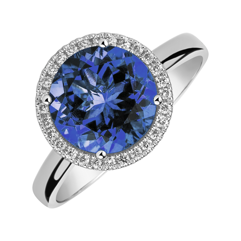 Diamond ring with Tanzanite Bonbon