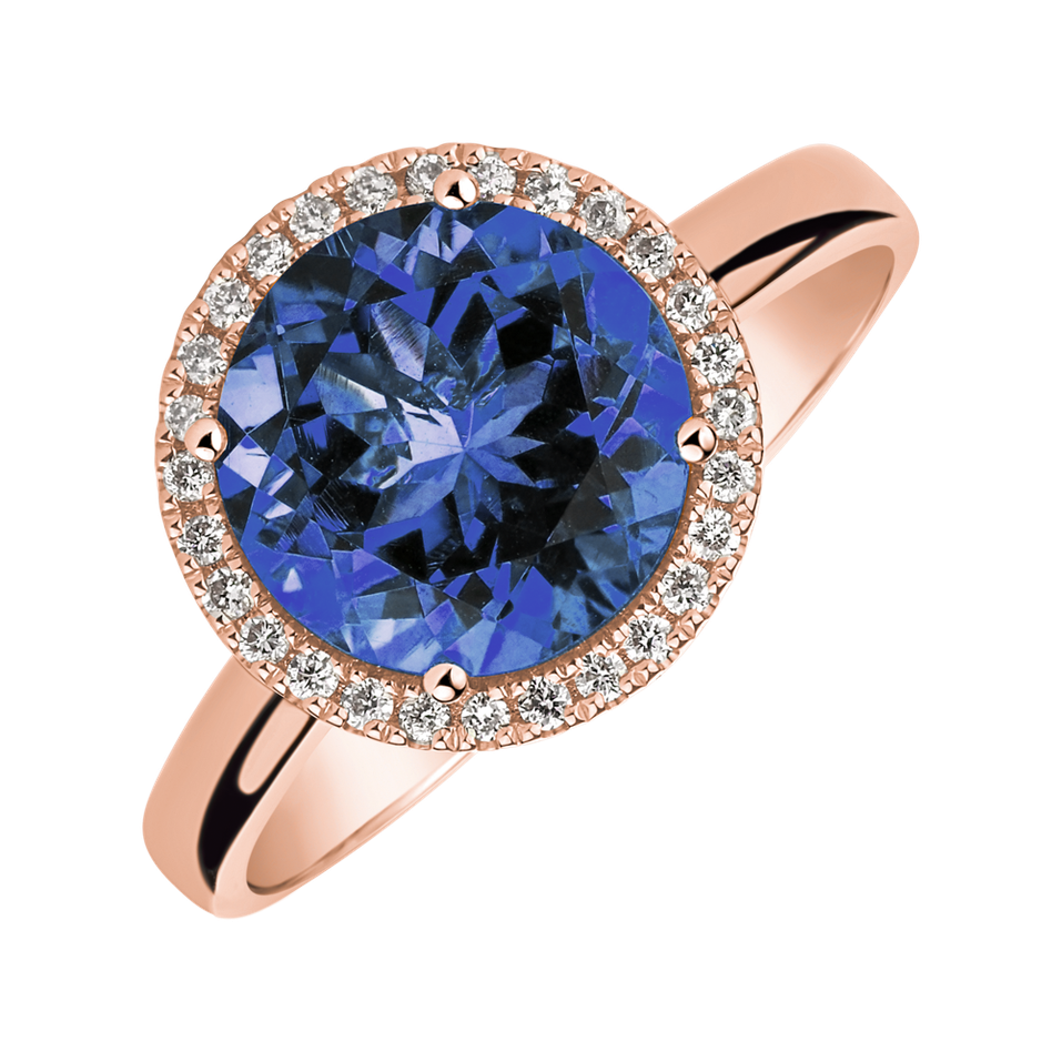 Diamond ring with Tanzanite Bonbon