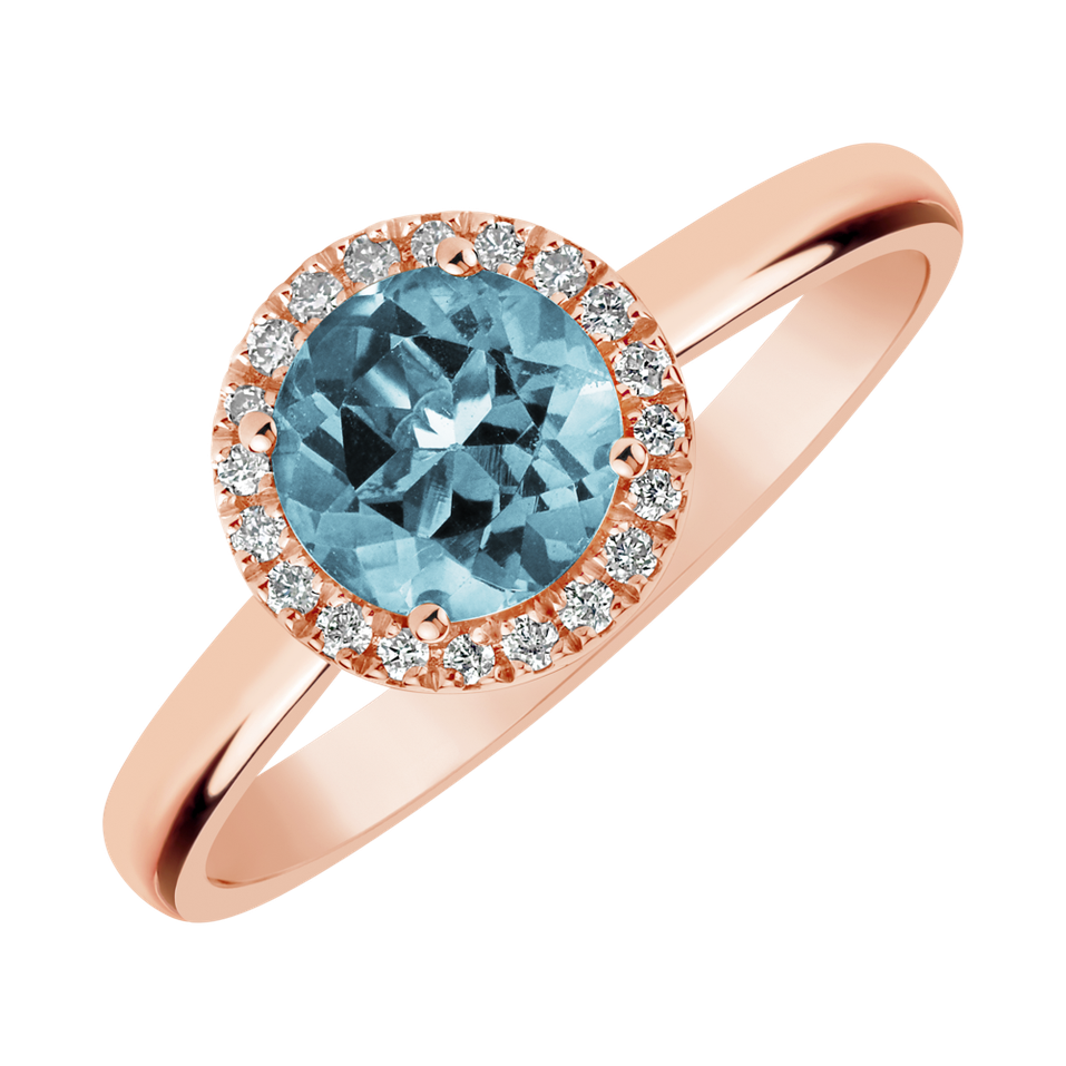 Diamond ring with Topaz Sky Bonbon