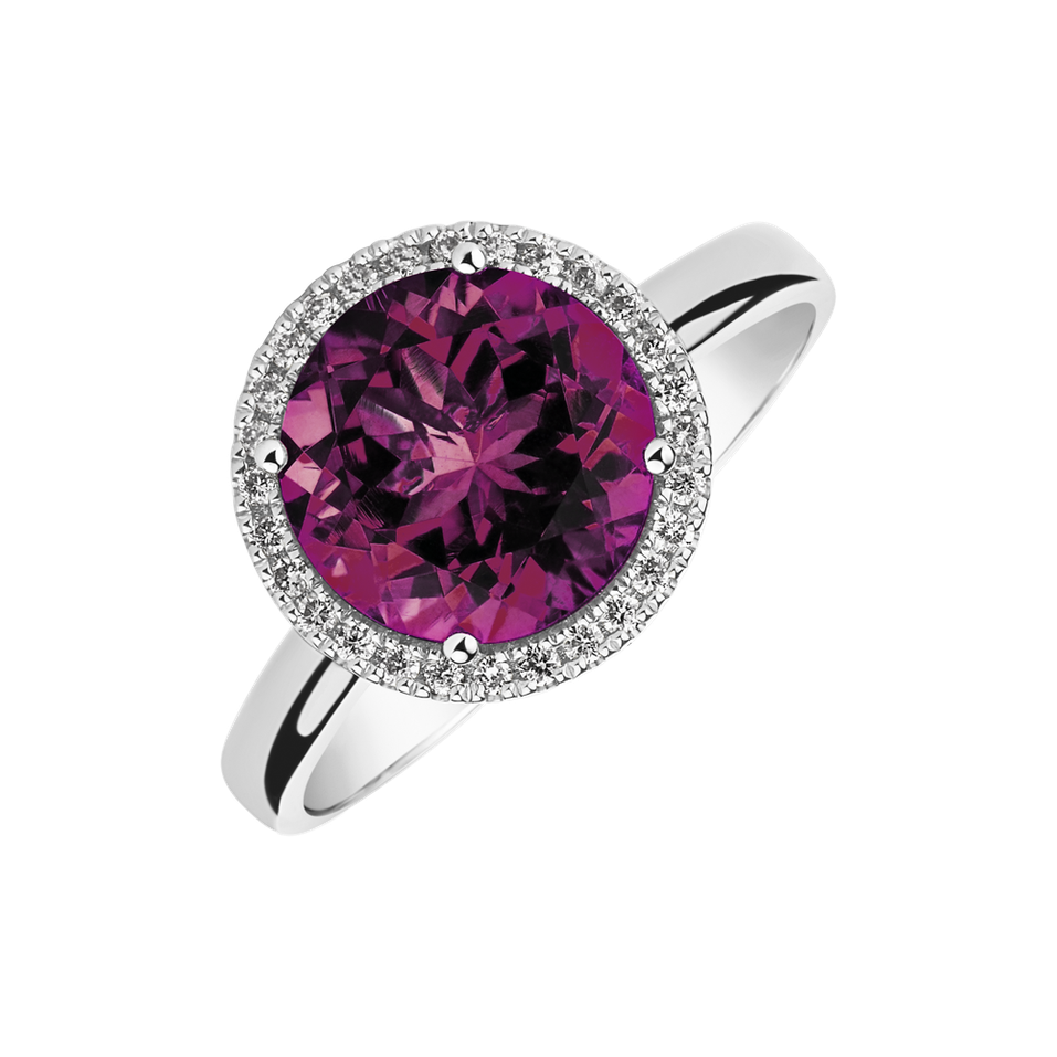 Diamond ring with Rhodolite Violette